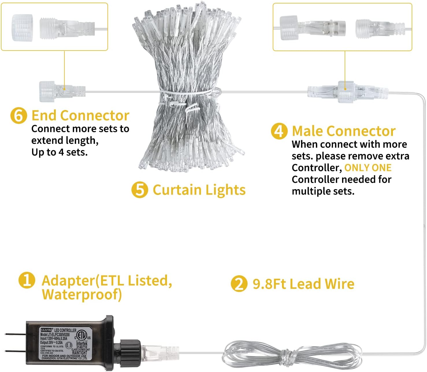 brightown-9-8-ft-300-led-curtain-string-lights-with-remote-8-modes-multicolor image 6