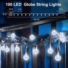 brightown-33ft-100-led-plug-in-crystal-globe-fairy-lights-with-remote-for-bedroo image 2