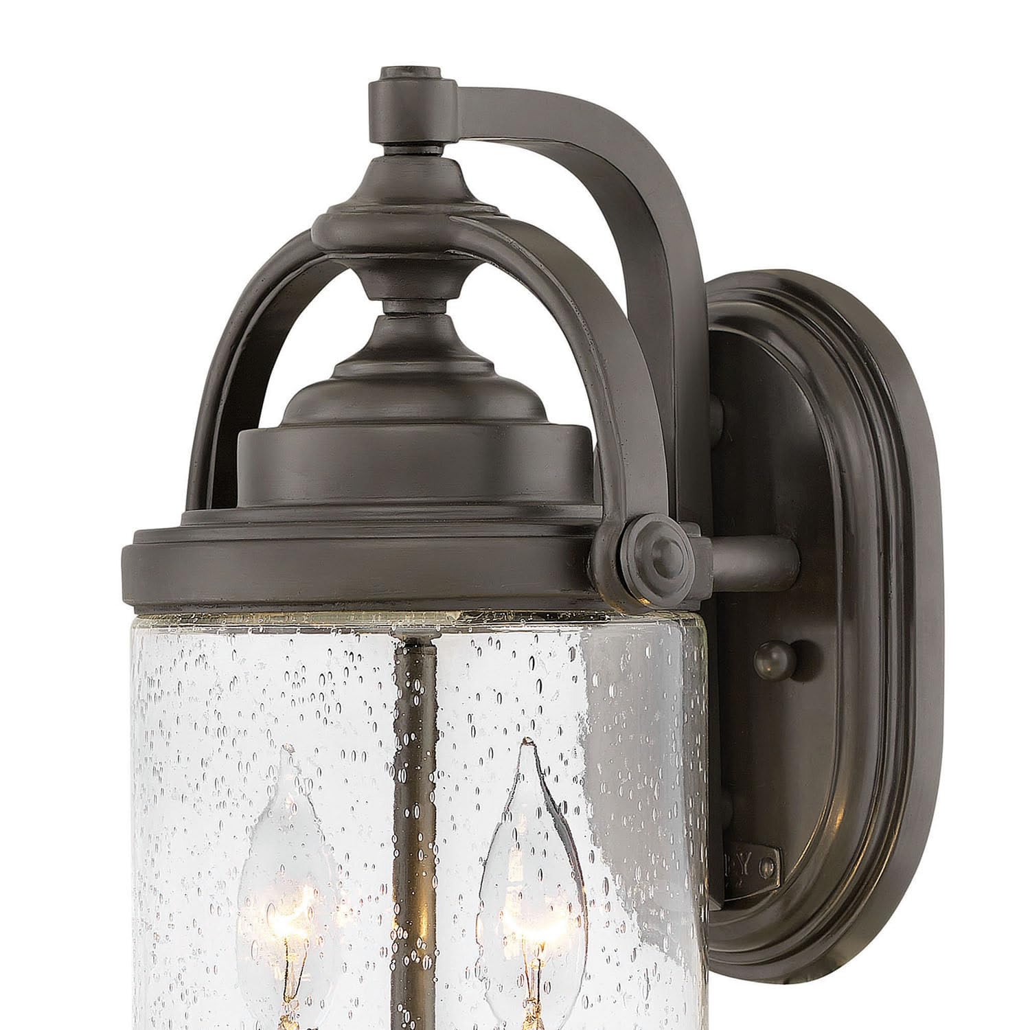 hinkley-willoughby-two-light-outdoor-medium-wall-lantern-oil-rubbed-bronze-clear image 3
