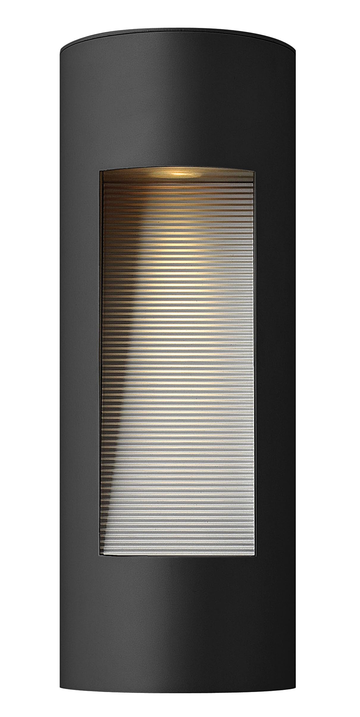 hinkley-luna-medium-wall-mount-outdoor-lantern-half-moon-satin-black-finish-ada- image 1