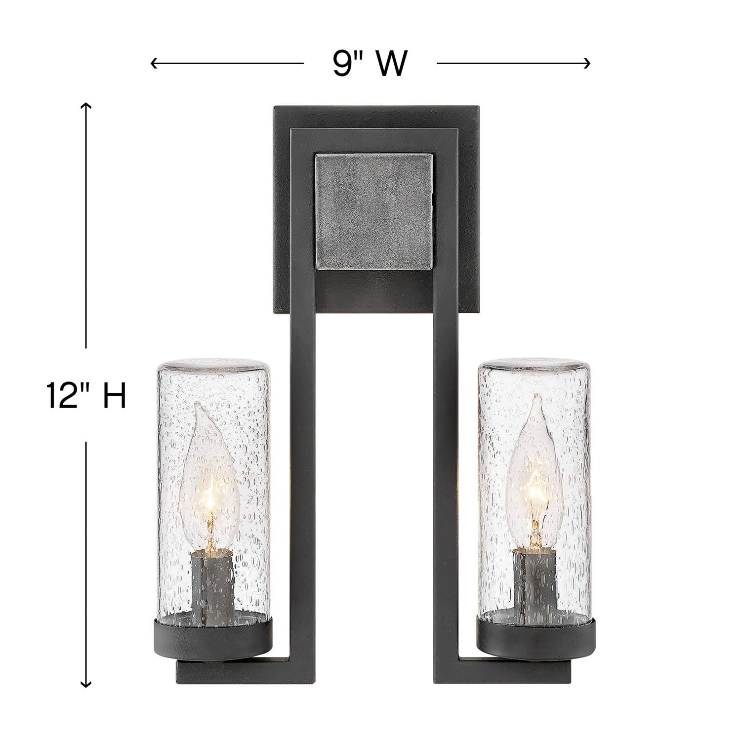 hinkley-sawyer-2-light-led-outdoor-wall-lantern-aged-zinc-distressed-black-clear image 2