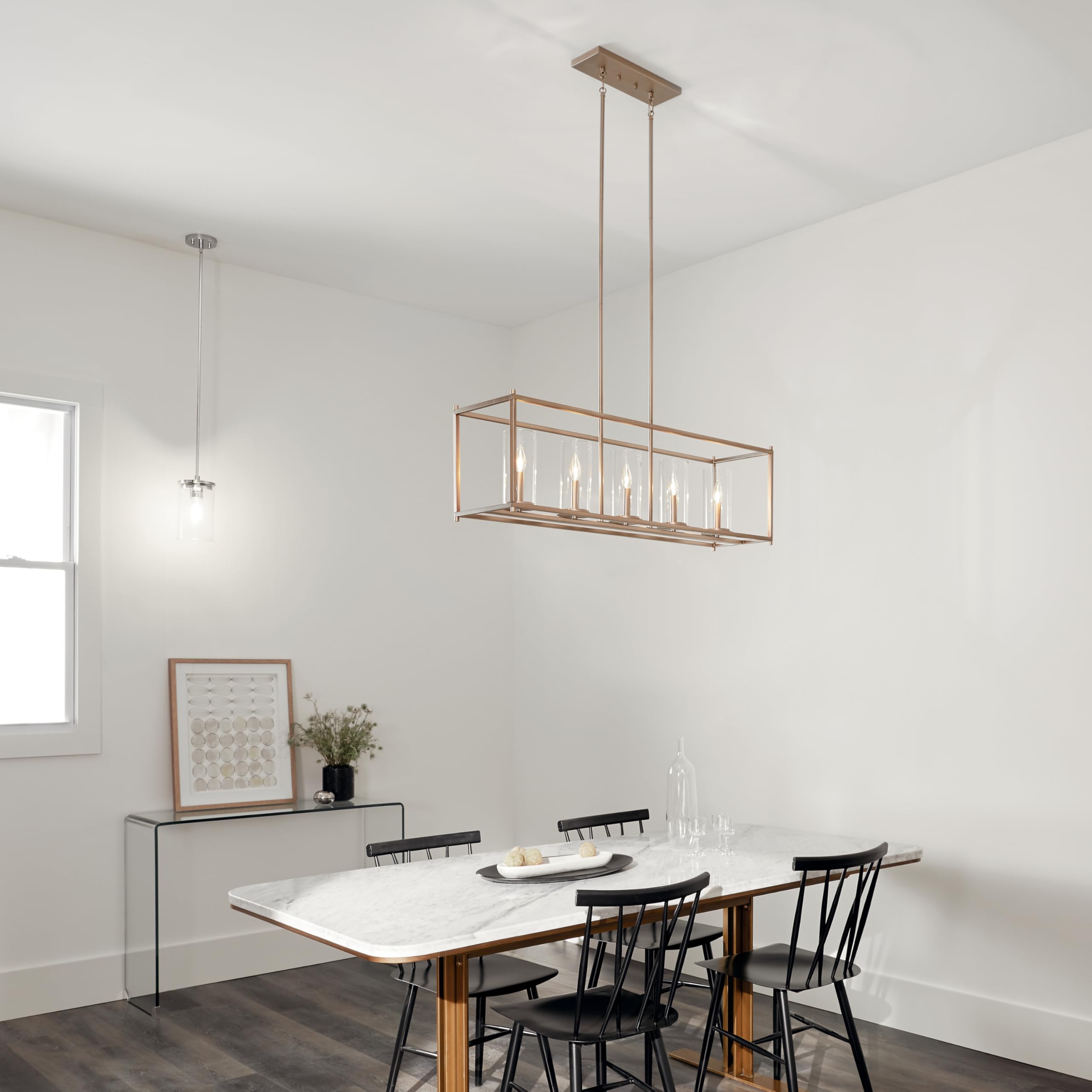 kichler-crosby-5-light-linear-chandelier-in-brushed-nickel-43995ni-for-dining-ro image 8