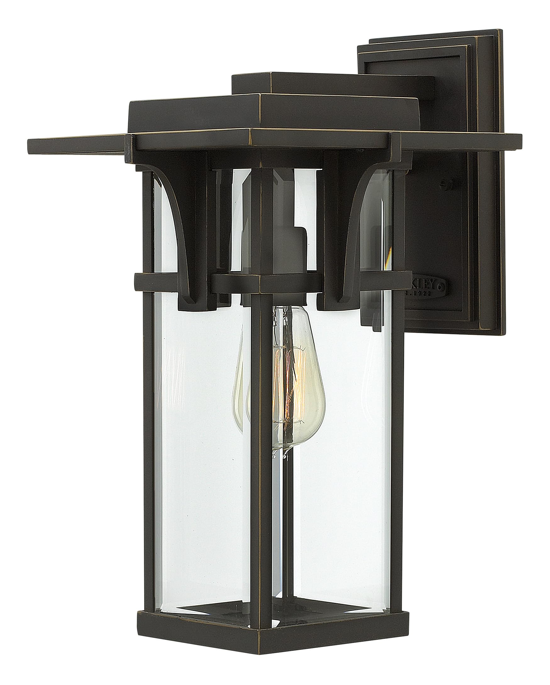 hinkley-manhattan-one-light-medium-outdoor-wall-mount-oil-rubbed-bronze-with-cle image 1