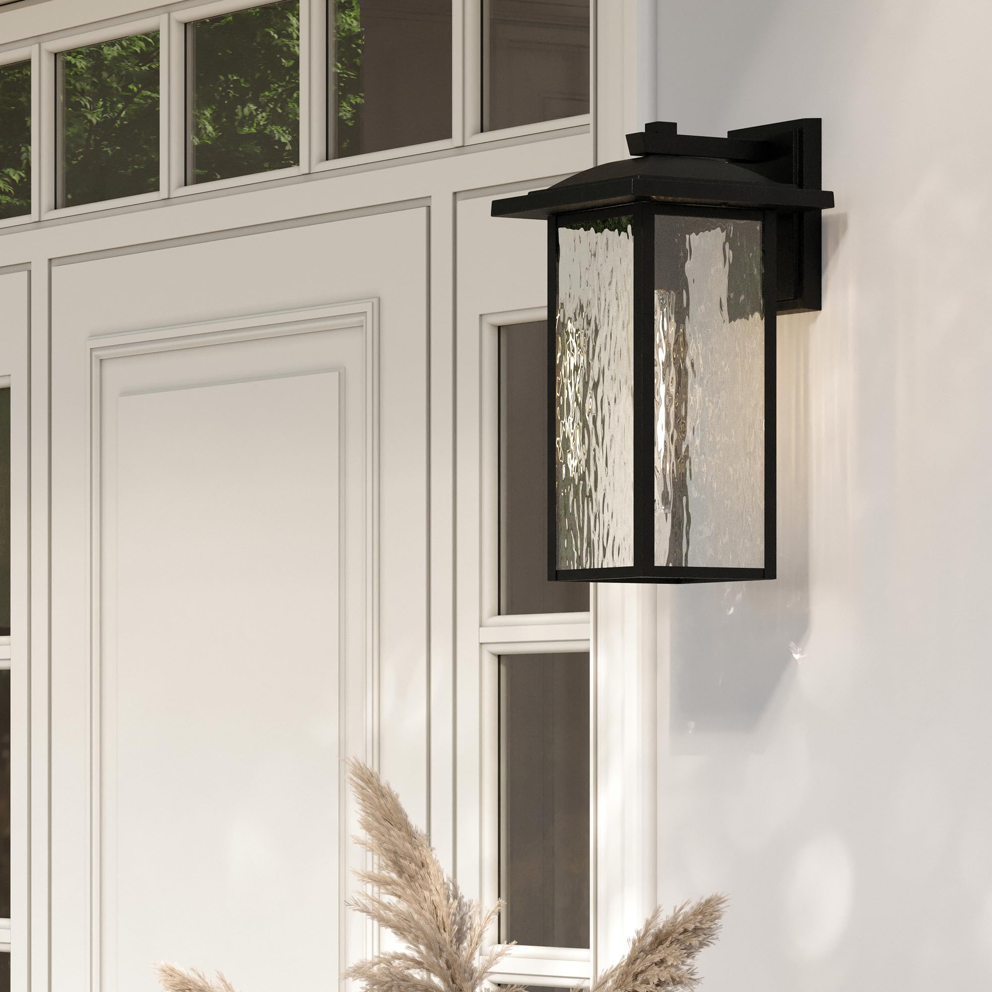 kichler-capanna-outdoor-wall-light-textured-black-water-glass-10-75-x-20-49928bk image 6
