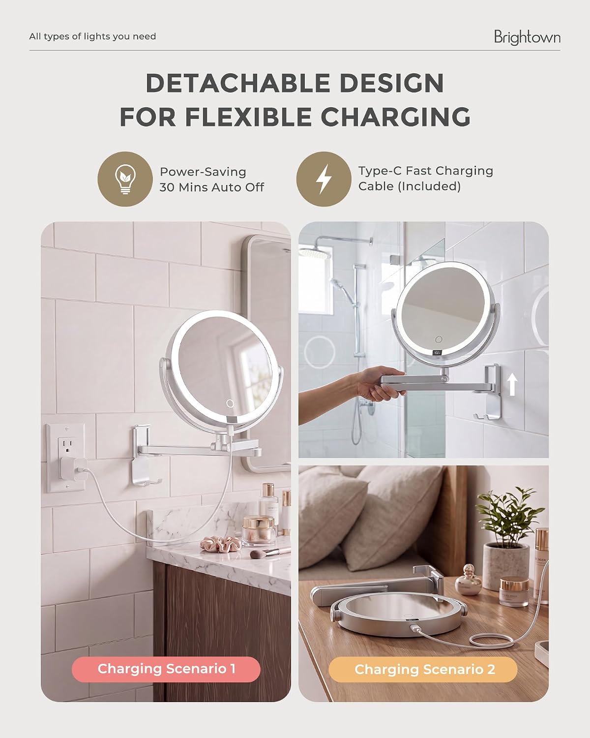 brightown-4000mah-rechargeable-wall-mounted-lighted-makeup-mirror-3-color-lights image 6