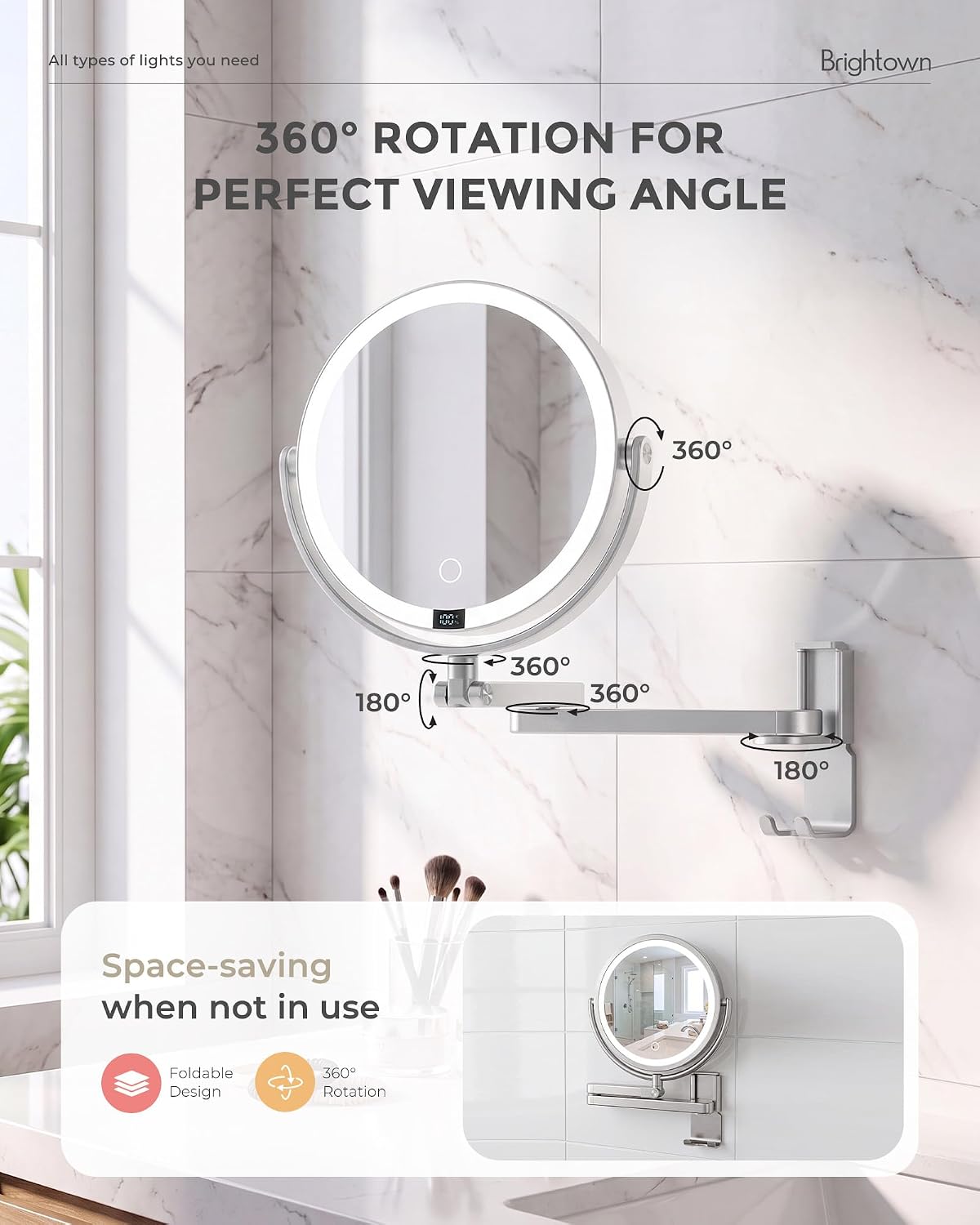 brightown-4000mah-rechargeable-wall-mounted-lighted-makeup-mirror-3-color-lights image 7