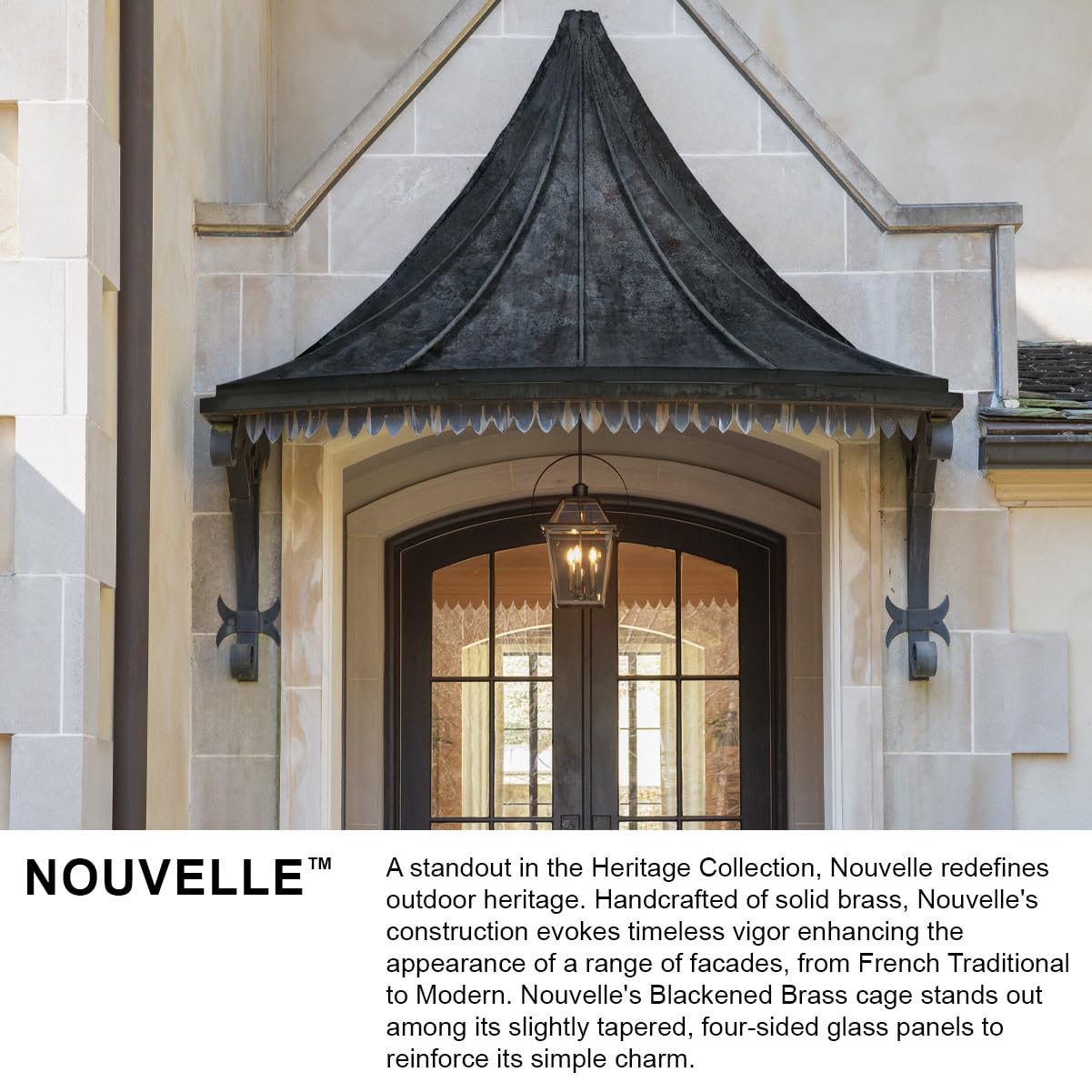 hinkley-nouvelle-3-light-outdoor-medium-wall-lantern-with-scroll-blackened-brass image 2