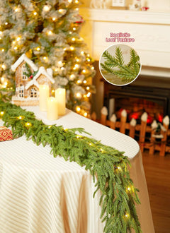 brightown-6ft-pre-lit-norfolk-pine-christmas-garland-with-20-warm-white-led-ligh image 2