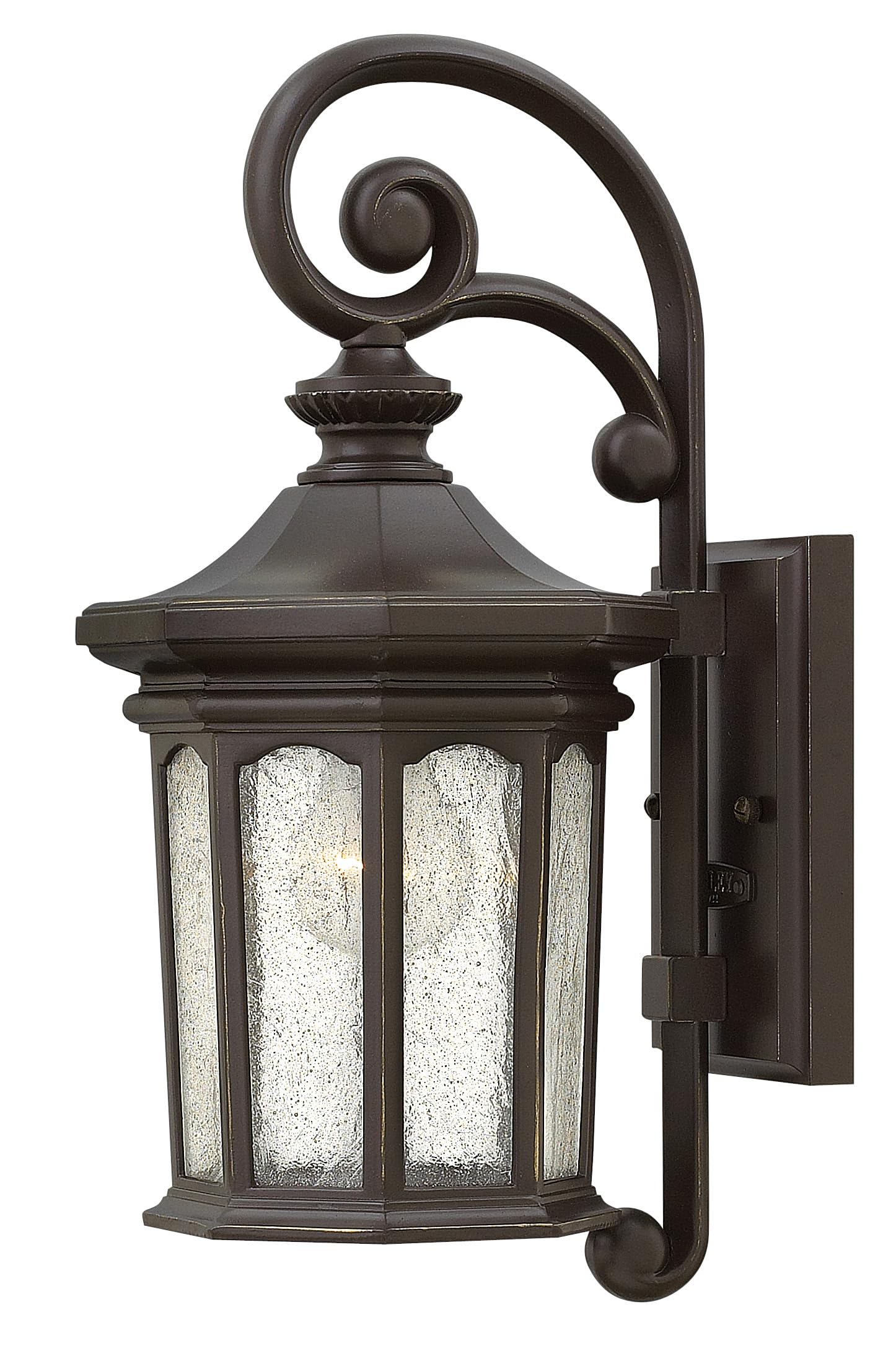 hinkley-raley-medium-wall-mount-outdoor-lantern-museum-black-finish-clear-water- image 6