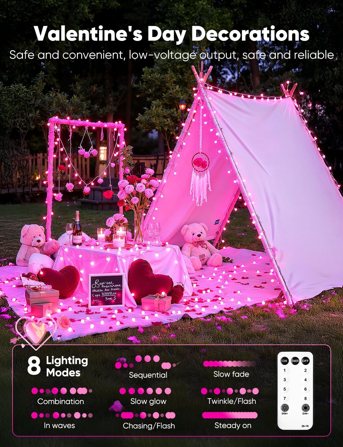 brightown-33ft-plug-in-mini-globe-fairy-string-lights-100-pink-led-8-modes-timer image 6