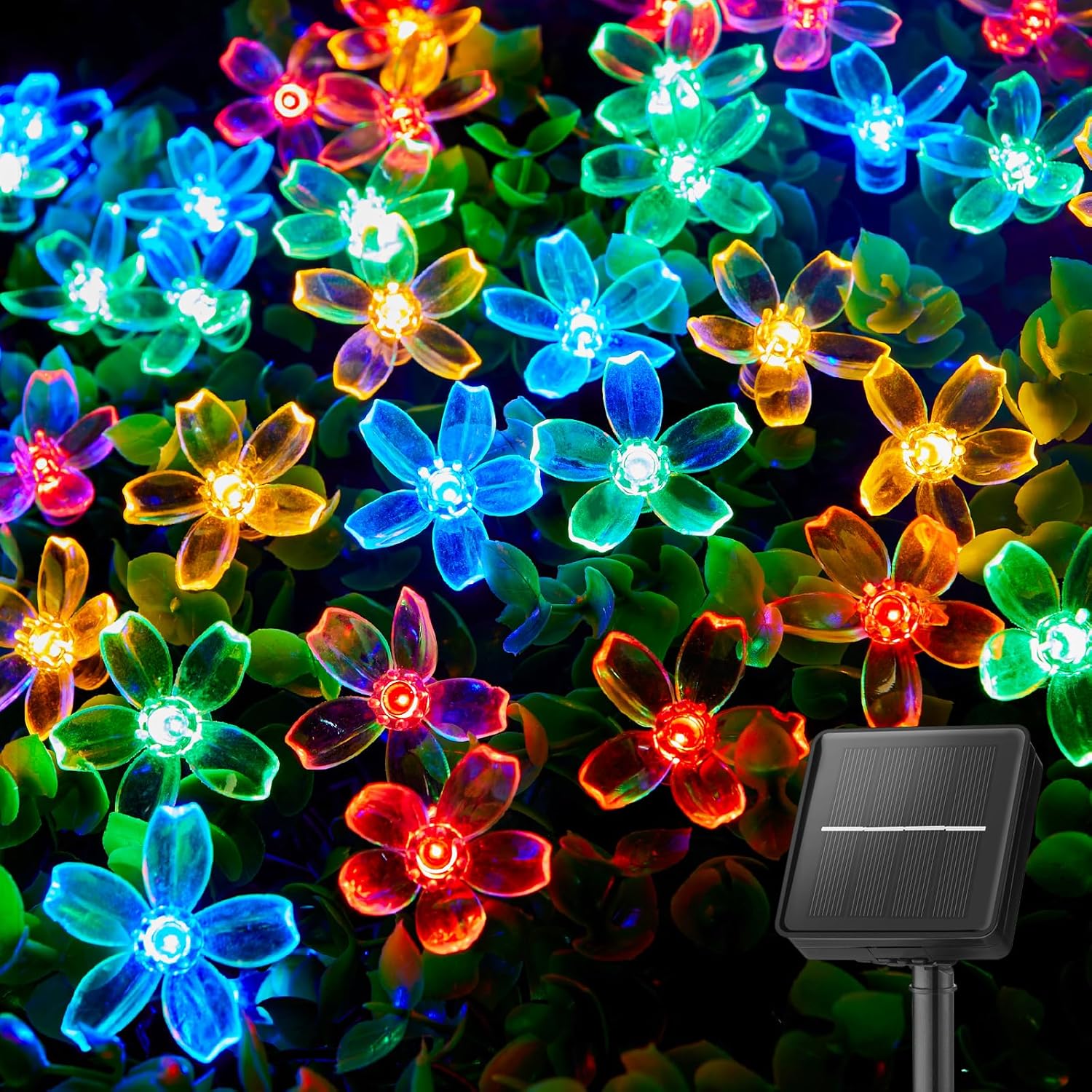 brightown-60-led-solar-cherry-blossom-flower-string-lights-26ft-multicolor-for-g image 1