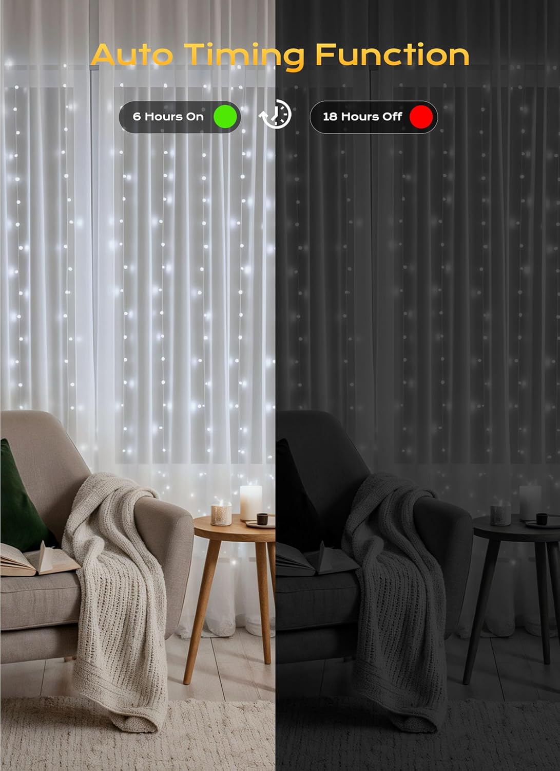 brightown-300-led-9-8-ft-usb-plug-in-curtain-fairy-lights-with-remote-usb-adapte image 4