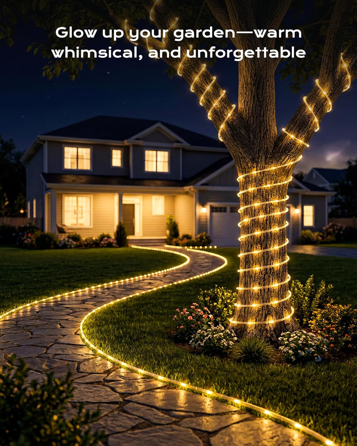brightown-78ft-200-led-solar-rope-lights-2-pack-8-modes-warm-white image 6