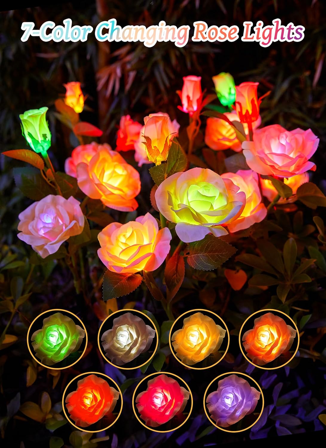 brightown-4-pack-realistic-rose-solar-garden-pathway-lights-with-7-color-changin image 5