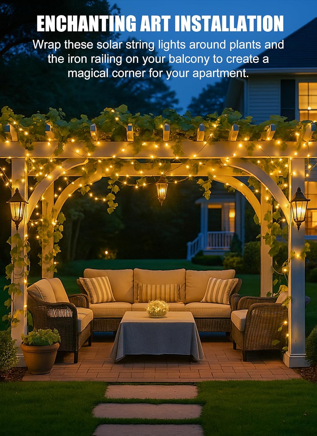 brightown-132ft-400-led-solar-powered-fairy-string-lights-2-pack-8-modes-warm-wh image 4