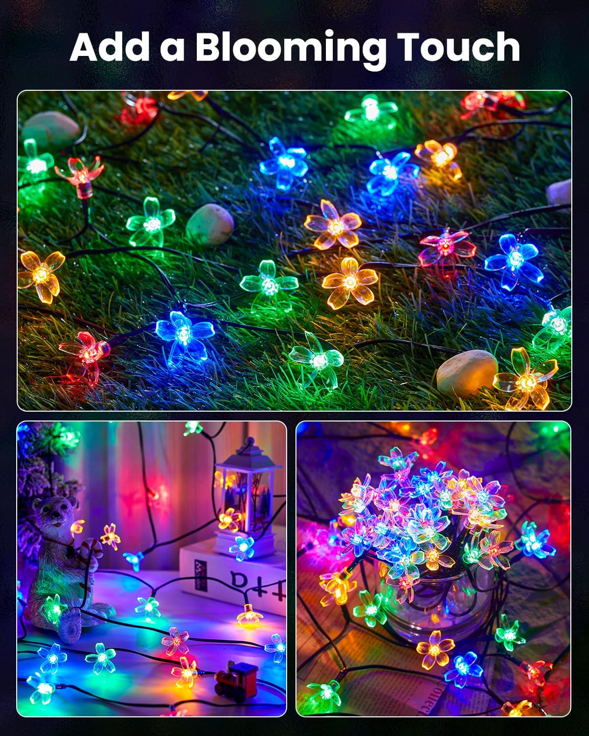 brightown-60-led-solar-cherry-blossom-flower-string-lights-26ft-multicolor-for-g image 7