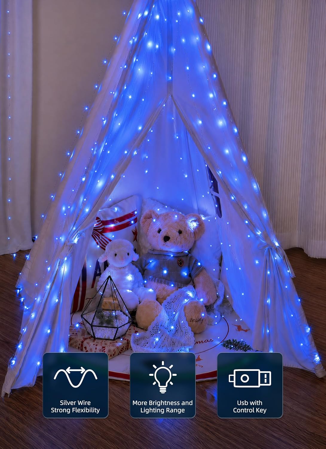 brightown-300-led-usb-powered-dimmable-window-curtain-lights-with-remote-blue image 3