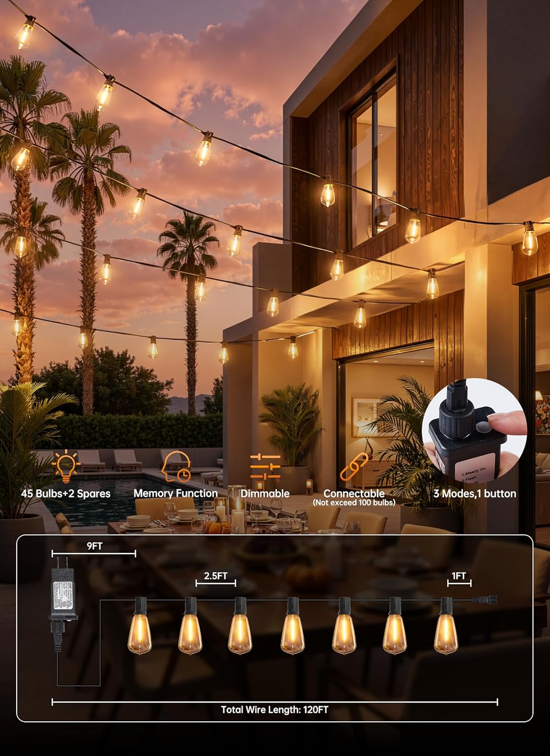 brightown-120ft-45-2-shatterproof-st38-led-outdoor-string-lights-with-remote-3-m image 7