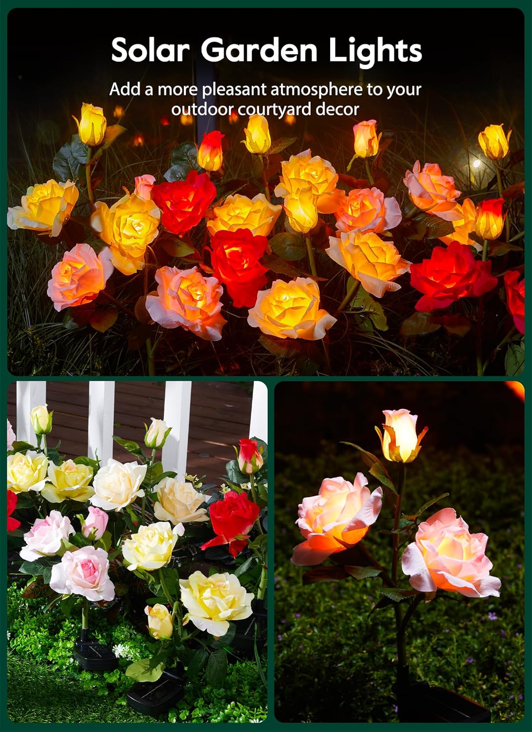 brightown-4-pack-realistic-multicolor-rose-solar-garden-pathway-lights-with-warm image 6