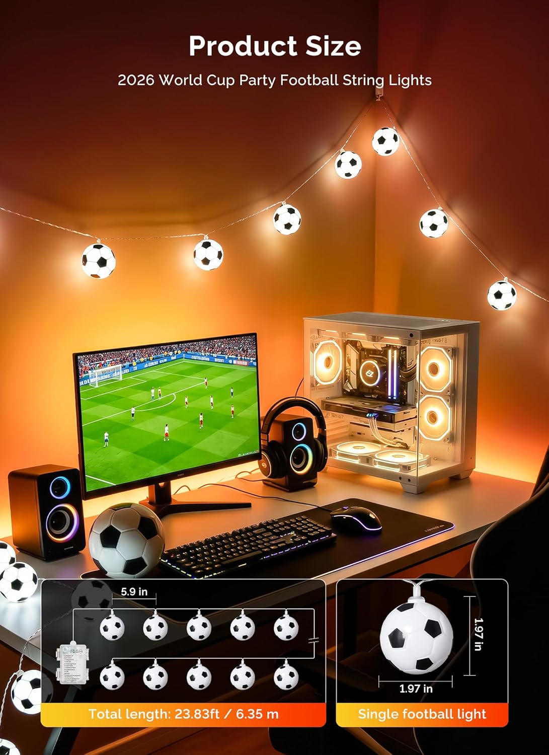 brightown-11ft-battery-operated-20-led-soccer-ball-string-lights-8-modes-for-soc image 2