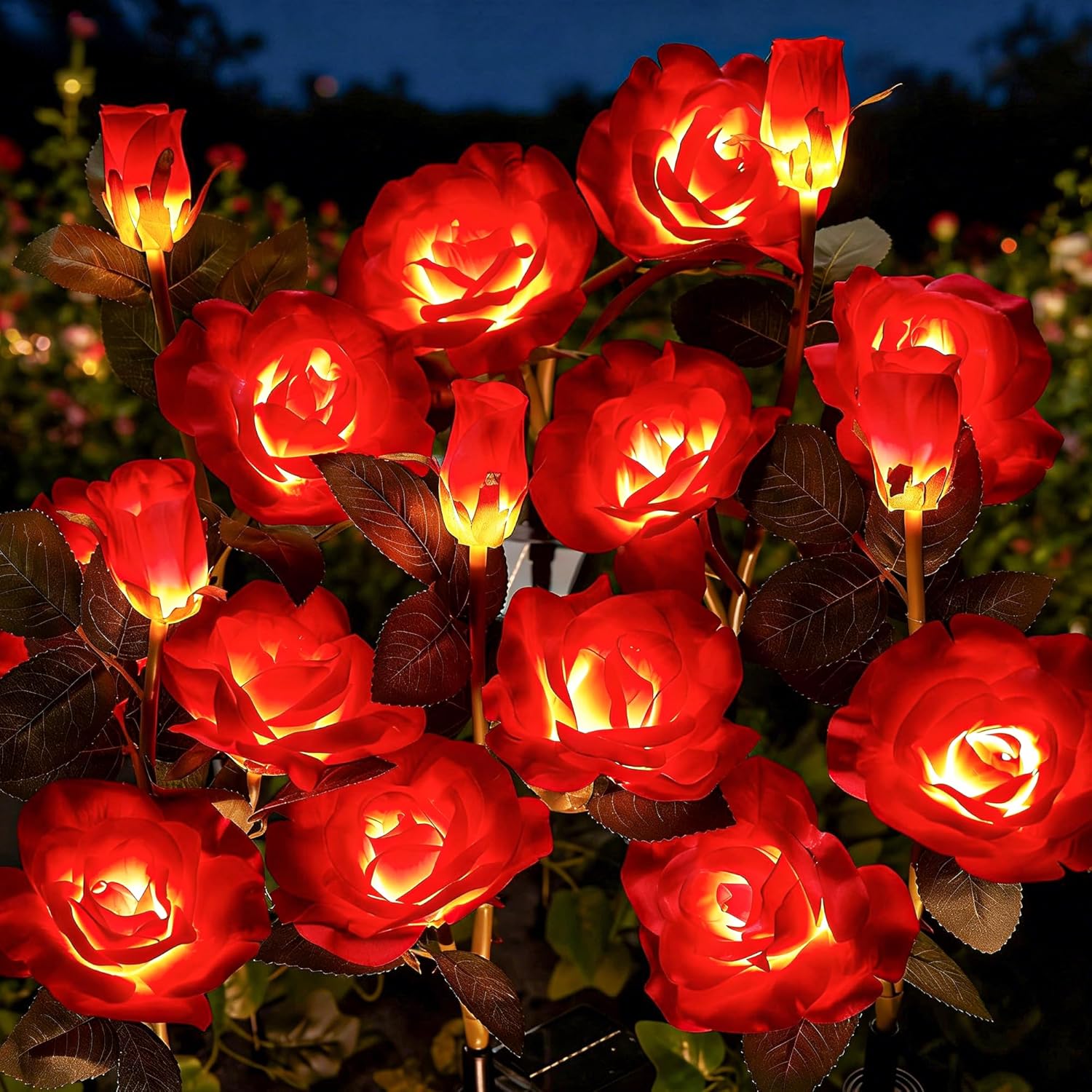 brightown-4-pack-realistic-red-rose-solar-garden-pathway-lights-with-adjustable- image 1