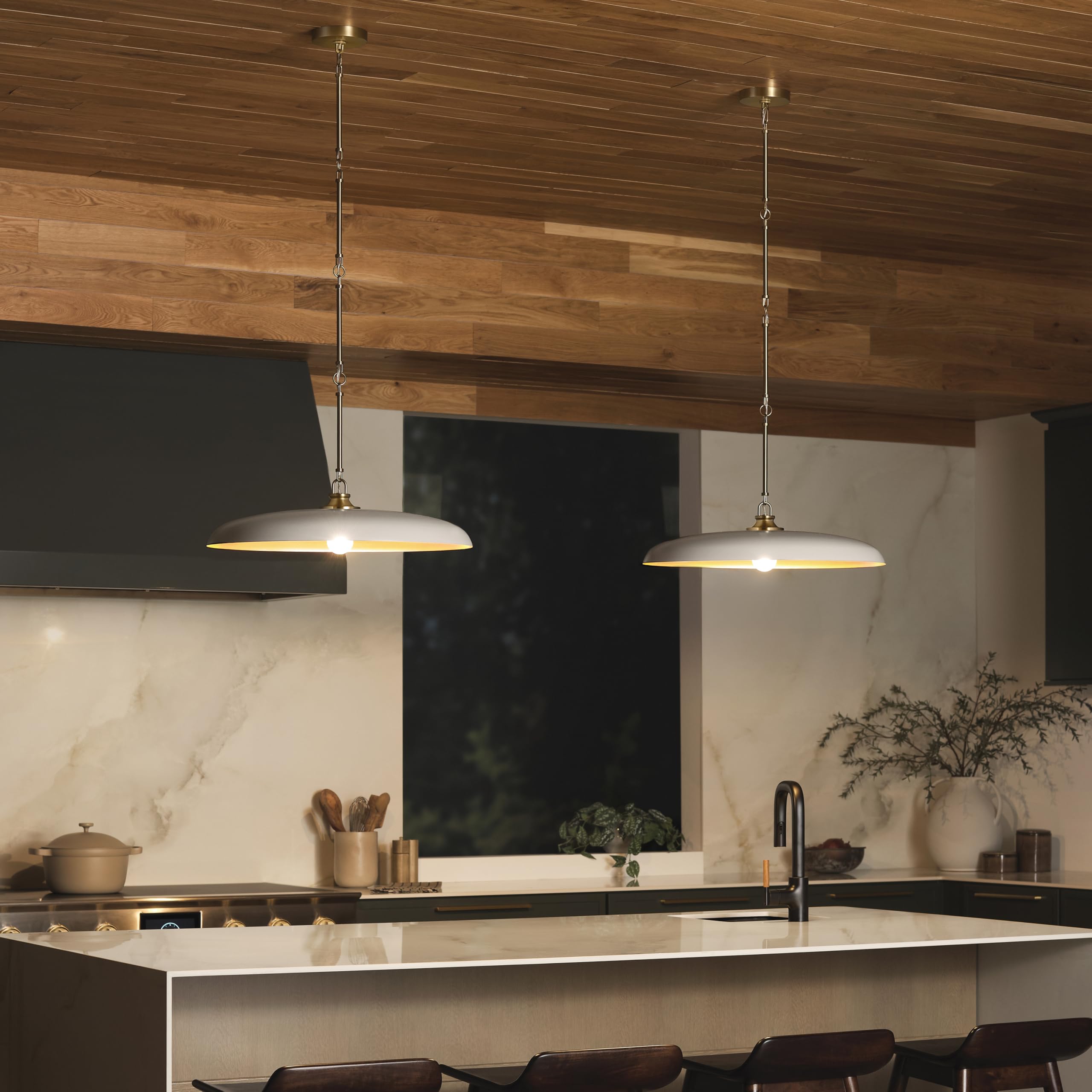 hinkley-sadie-24-dome-chandelier-in-light-taupe-with-lacquered-brass-accents image 2