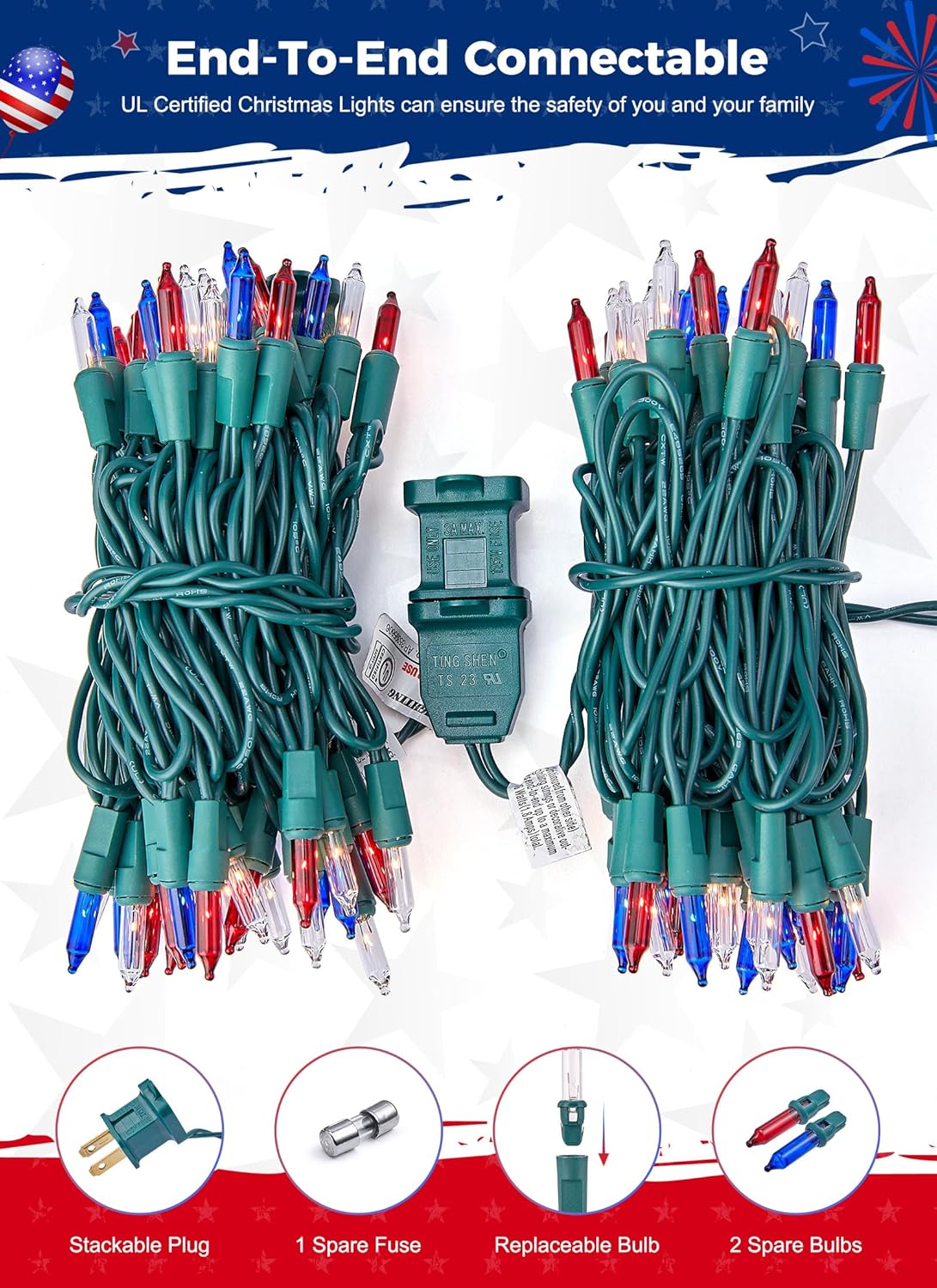 brightown-13ft-50-led-plug-in-red-white-blue-mini-bulbs-string-lights-green-wire image 4