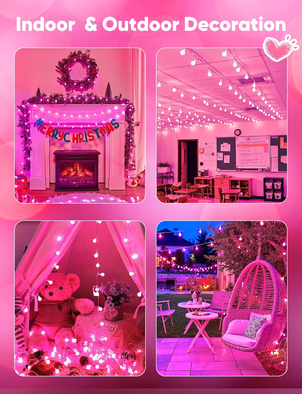 brightown-33ft-plug-in-mini-globe-fairy-string-lights-100-pink-led-8-modes-timer image 8