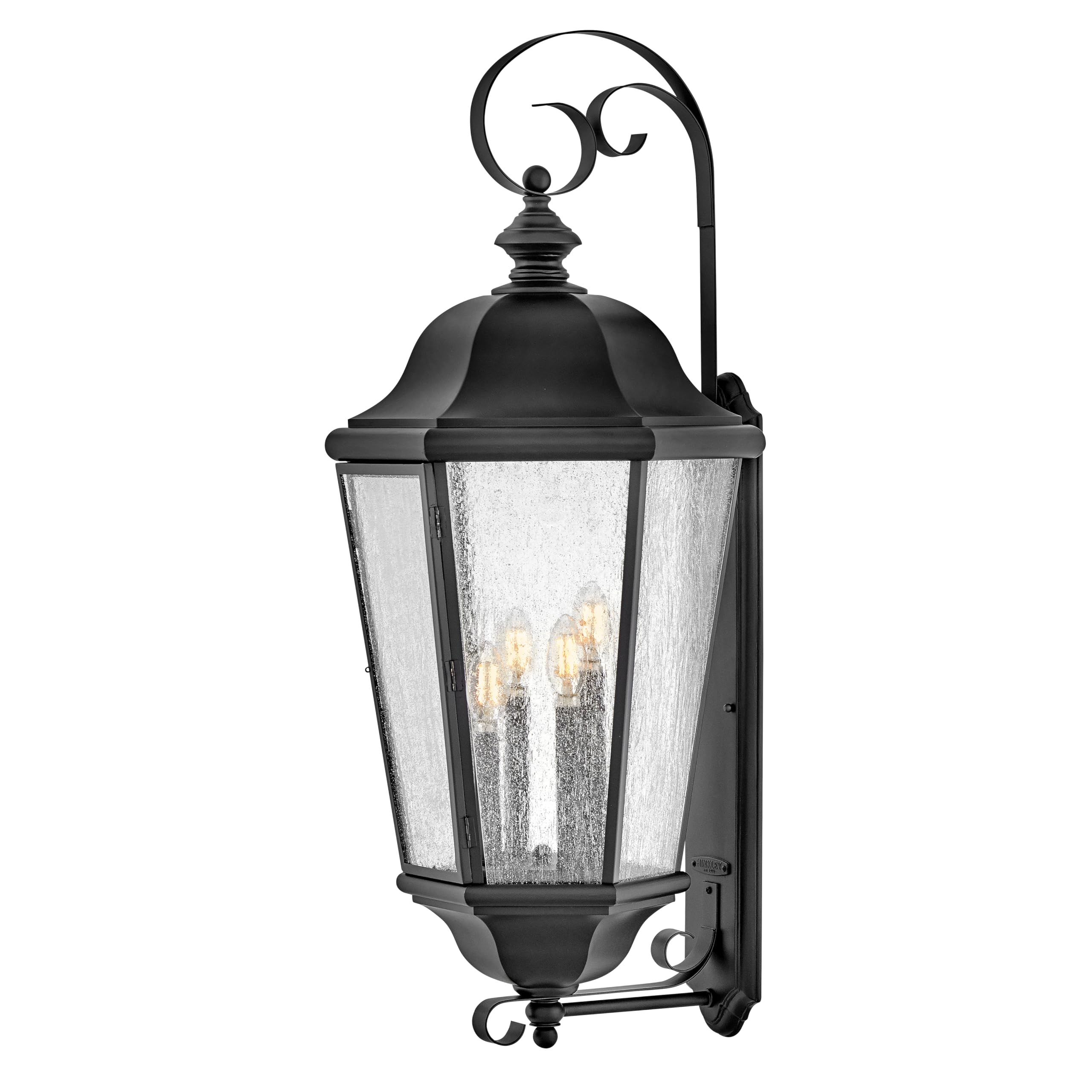 hinkley-edgewater-small-wall-mount-outdoor-lantern-black-clear-seedy-glass image 5