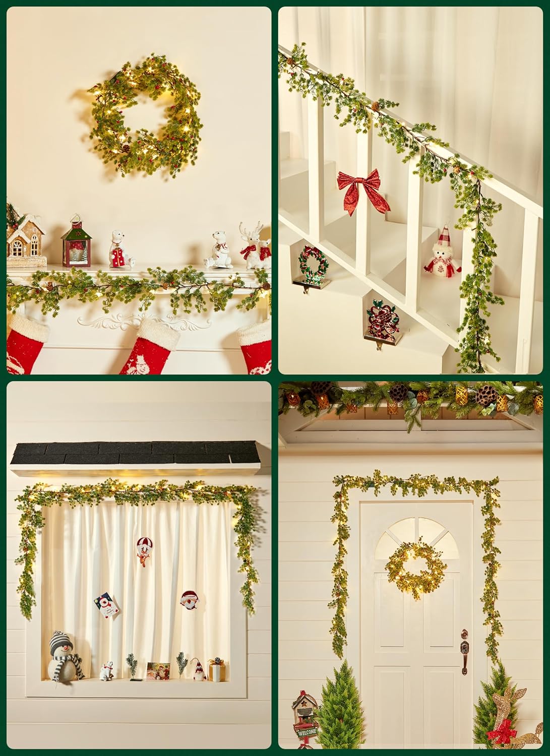 brightown-6ft-battery-operated-christmas-garland-with-20-led-lights-snow-flocked image 4