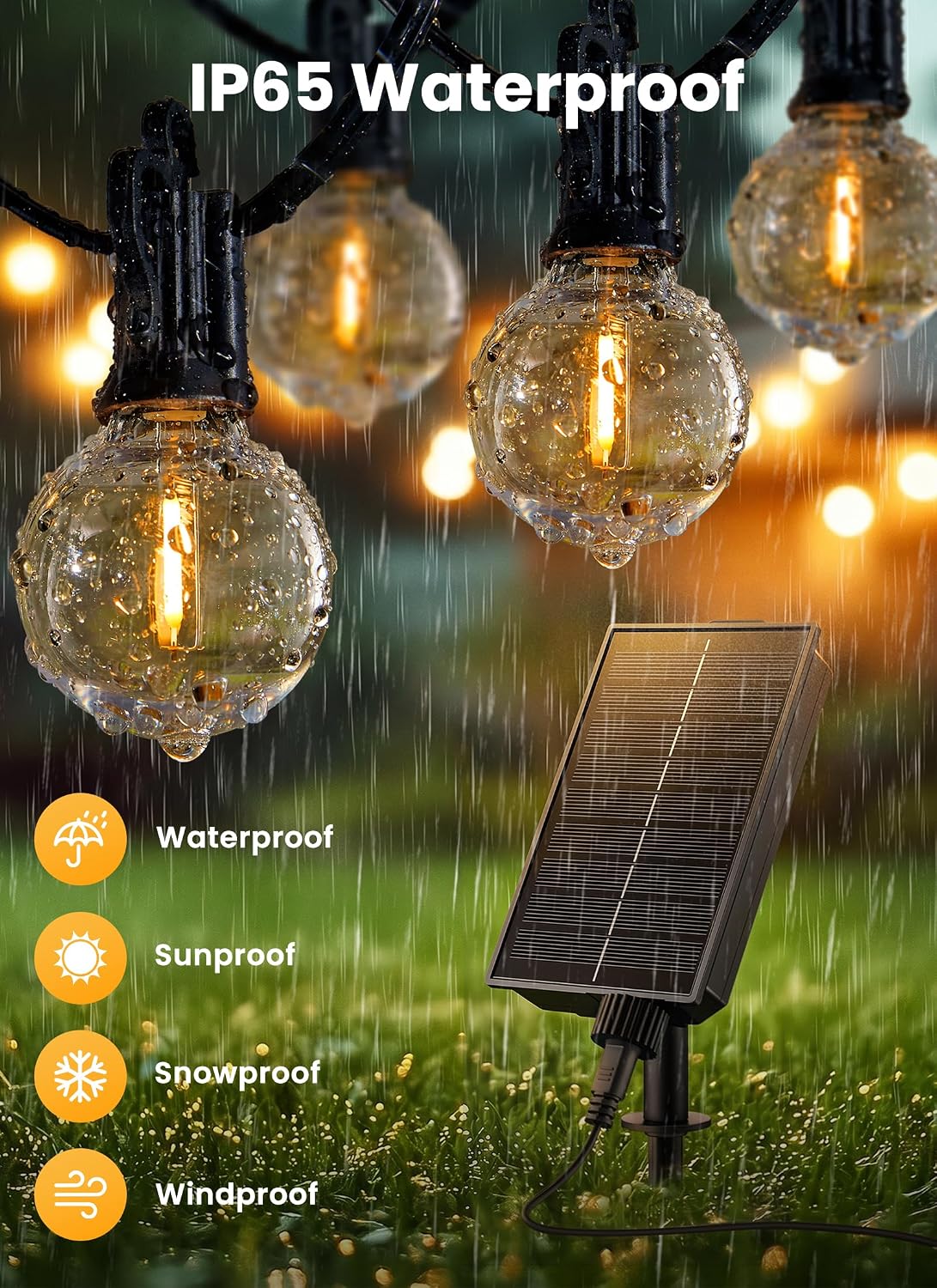 brightown-58ft-solar-powered-g40-26-led-bulbs-string-lights-with-remote-usb-port image 3