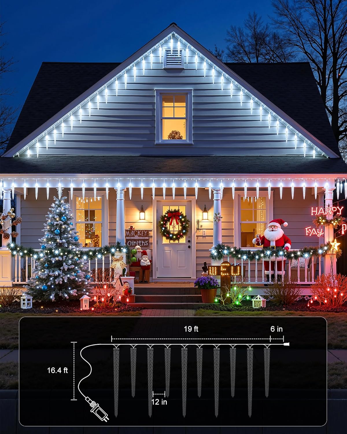 brightown-20ft-20-tubes-100-led-cool-white-christmas-icicle-lights-with-remote image 2