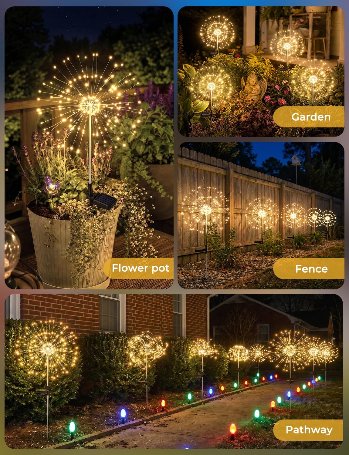 brightown-2-pack-150-led-firework-solar-powered-stake-lights-garden-yard-pathway image 8