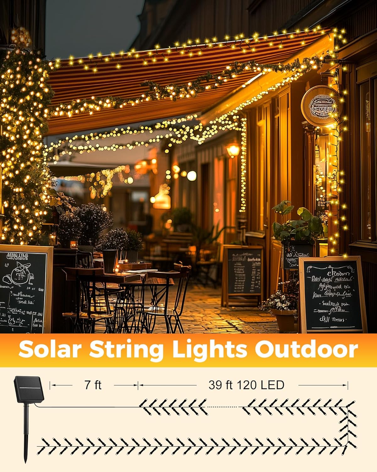 brightown-50ft-120-led-solar-powered-string-lights-outdoor-for-garden-yard-patio image 7