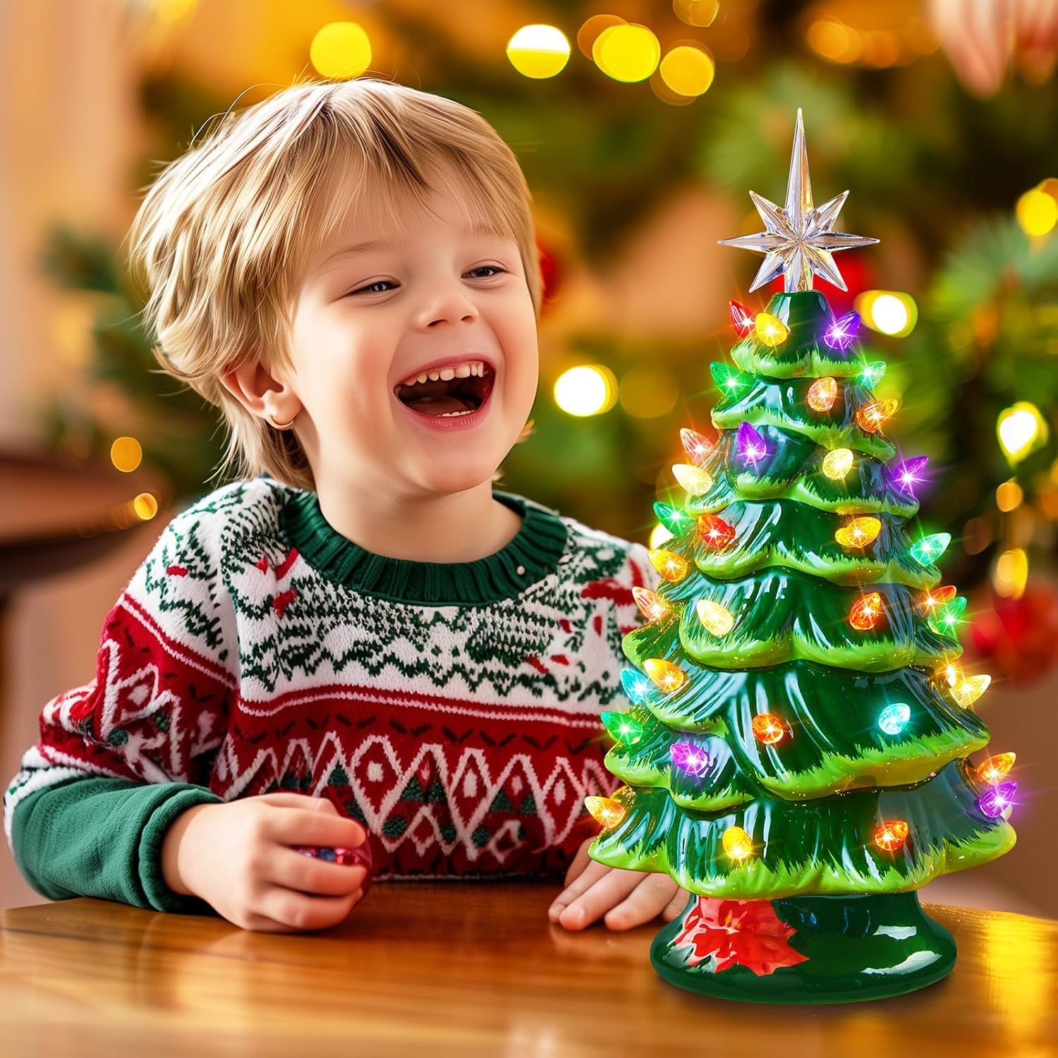 brightown-13-inch-battery-operated-pre-lit-tabletop-ceramic-christmas-tree-with- image 2