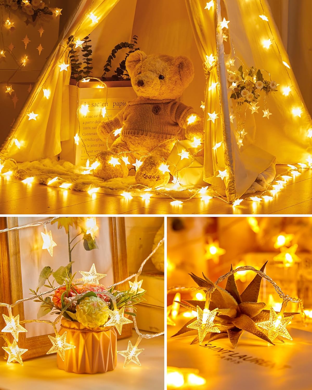 brightown-66ft-plug-in-200-led-warm-white-stars-string-lights-with-remote-for-ho image 4
