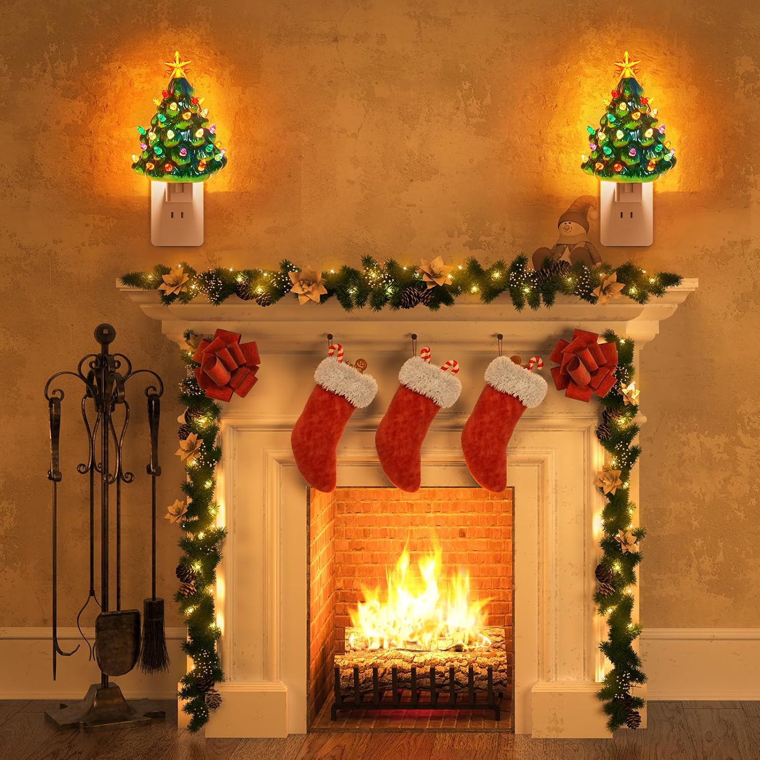 brightown-vintage-christmas-6-ceramic-tree-night-light-2-pack-with-star-topper-g image 5