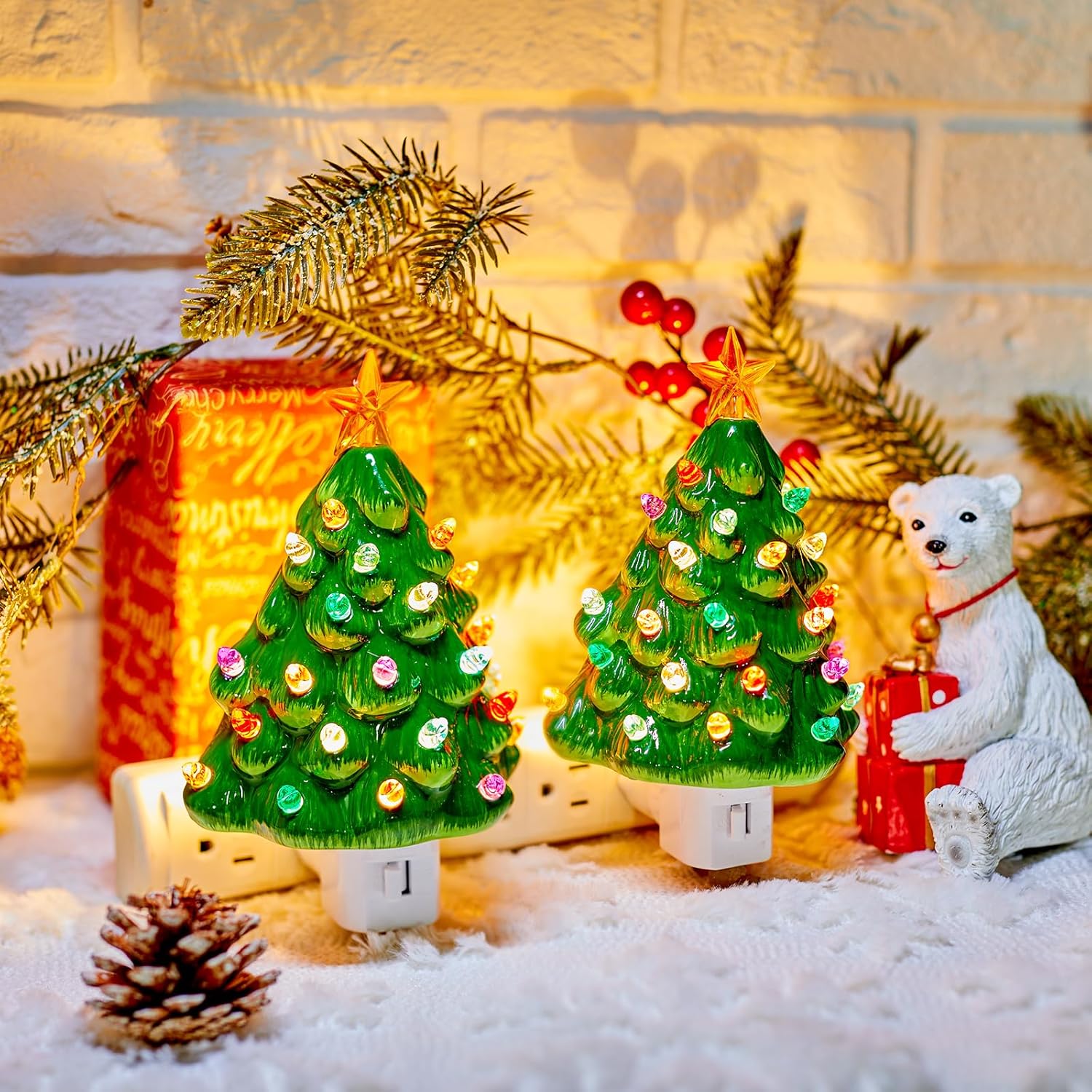 brightown-vintage-christmas-6-ceramic-tree-night-light-2-pack-with-star-topper-g image 4