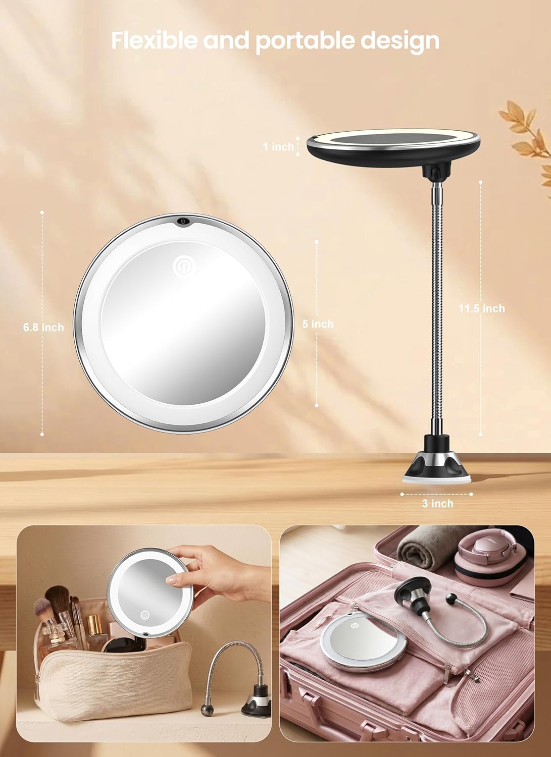 brightown-flexible-gooseneck-battery-operated-10x-magnifying-makeup-mirror-with- image 2