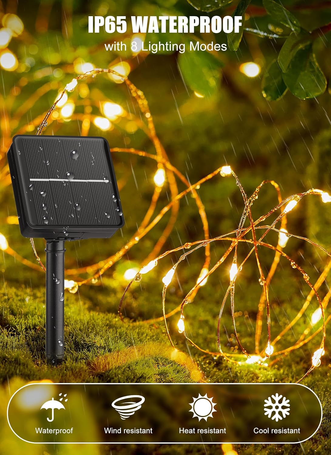 brightown-132ft-400-led-solar-powered-fairy-string-lights-2-pack-8-modes-warm-wh image 3