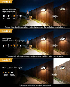 brightown-3-head-solar-security-flood-lights-with-motion-sensor-223-led-3-modes- image 2