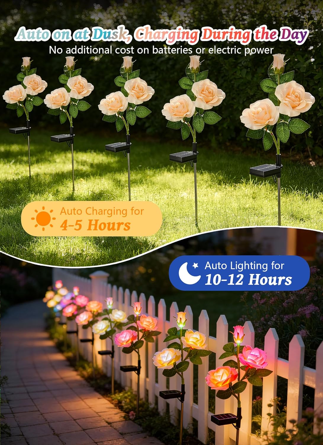 brightown-4-pack-realistic-rose-solar-garden-pathway-lights-with-7-color-changin image 4