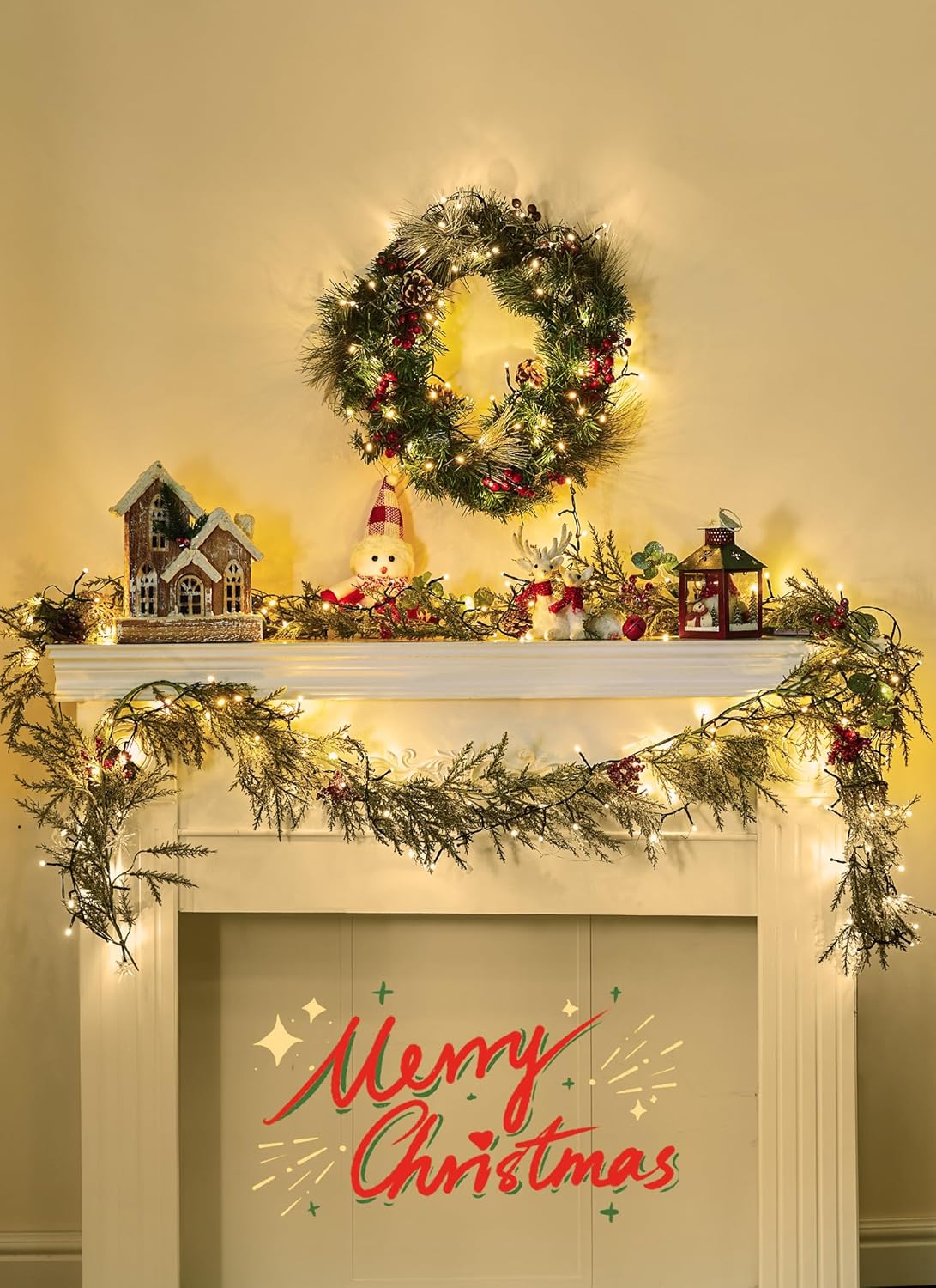 brightown-2-pack-6ft-pre-lit-battery-operated-christmas-garland-with-pine-cones- image 2