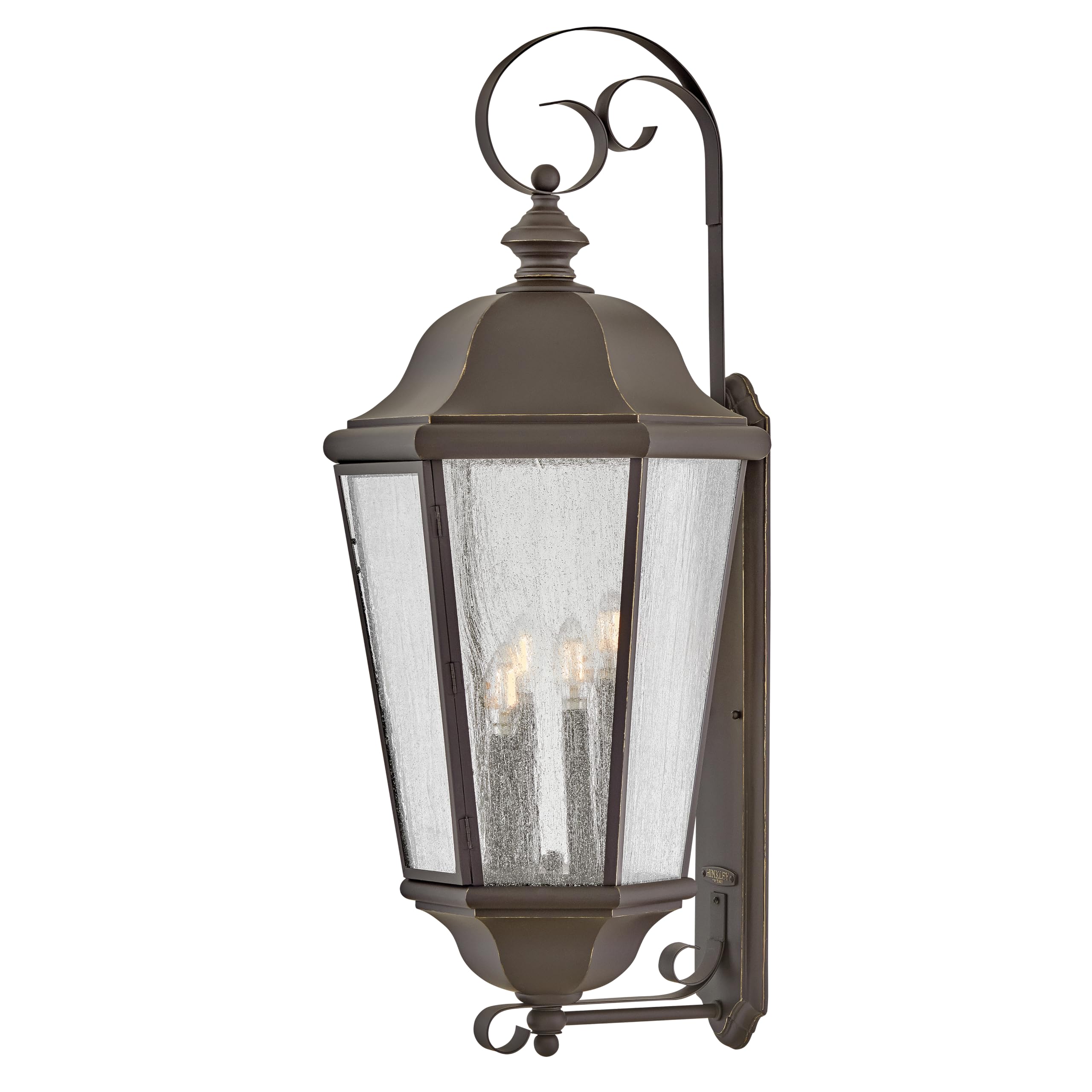 hinkley-edgewater-small-wall-mount-outdoor-lantern-black-clear-seedy-glass image 6