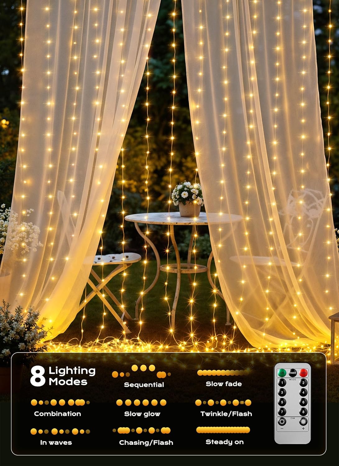 brightown-20ft-600-led-curtain-window-fairy-lights-with-remote-usb-adapter-8-mod image 3