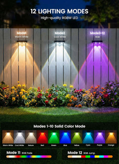 brightown-4-pack-solar-powered-fence-deck-step-lights-with-11-colors-12-modes-wa image 2