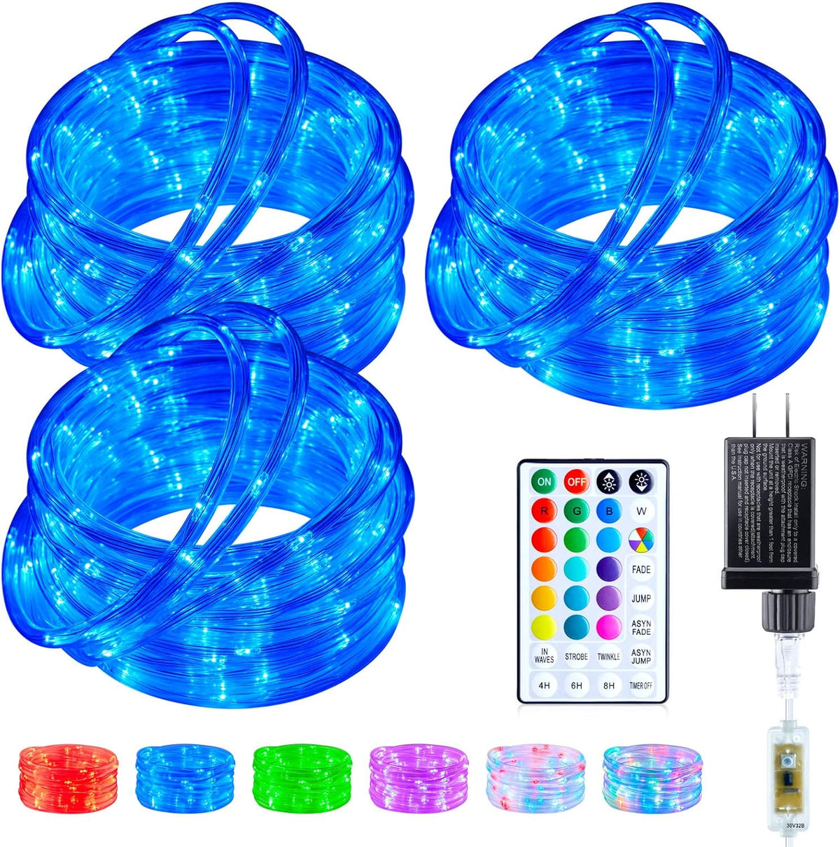 brightown-99ft-plug-in-300-led-outdoor-string-rope-lights-with-remote-18-colors- image 1