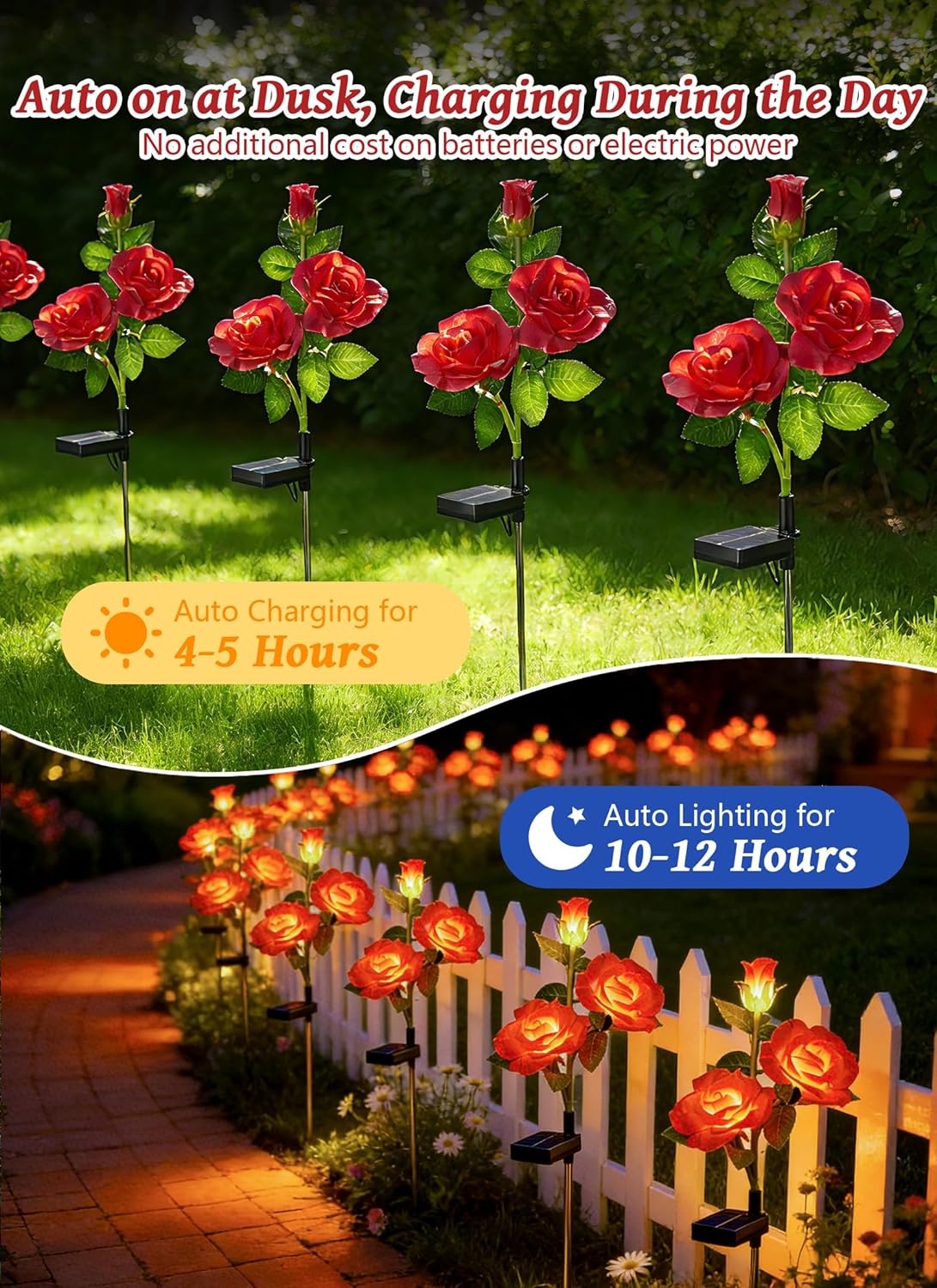 brightown-4-pack-realistic-red-rose-solar-garden-pathway-lights-with-adjustable- image 5