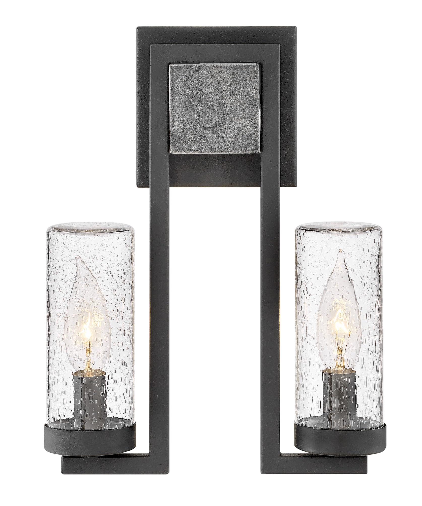 hinkley-sawyer-2-light-led-outdoor-wall-lantern-aged-zinc-distressed-black-clear image 1
