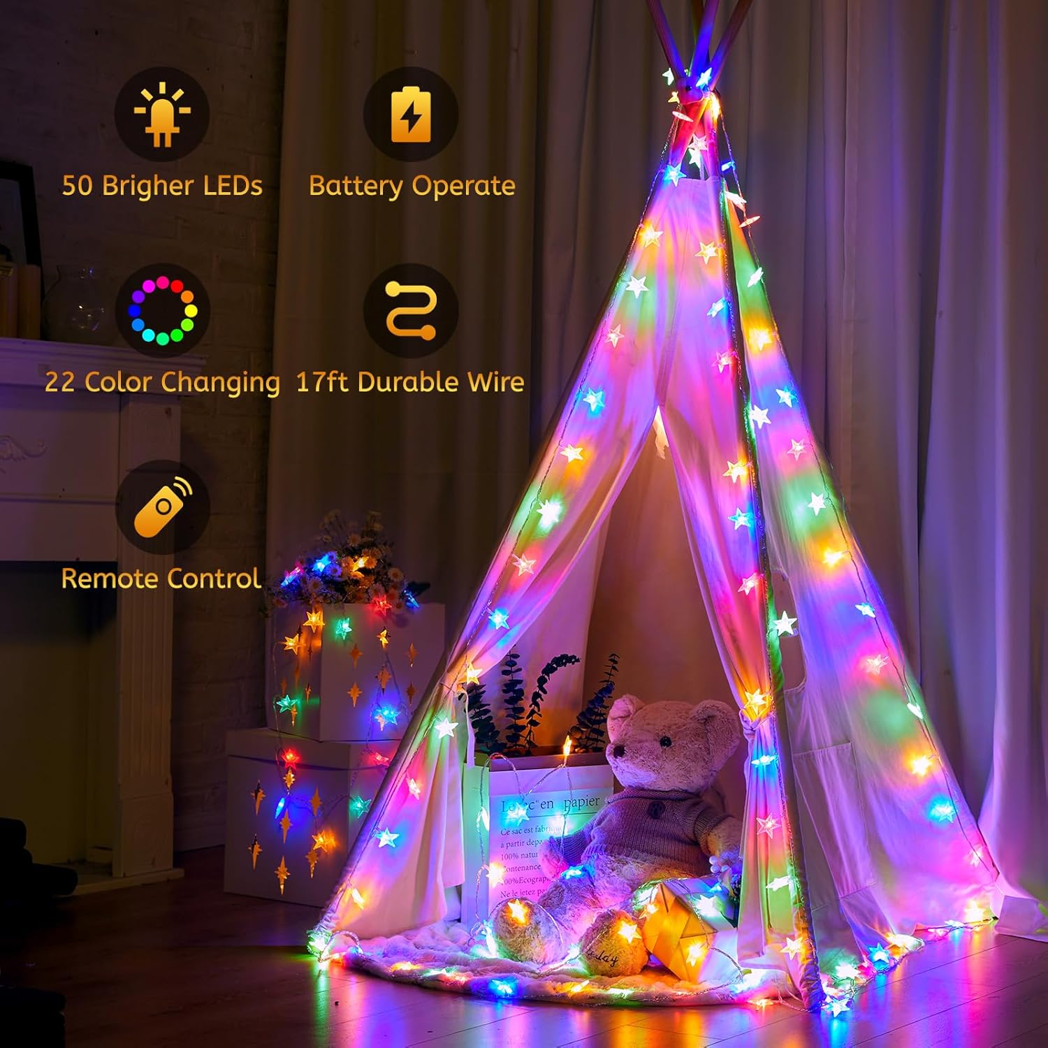 brightown-17ft-50-led-battery-operated-star-fairy-lights-with-remote-16-color-ch image 5